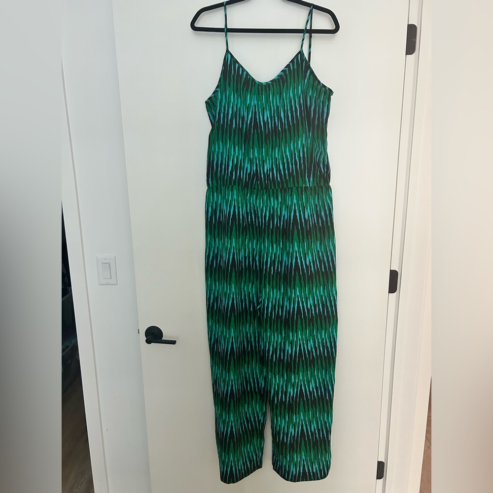 MICHAEL Michael Kors Green and Black Jumpsuit with V-Neck